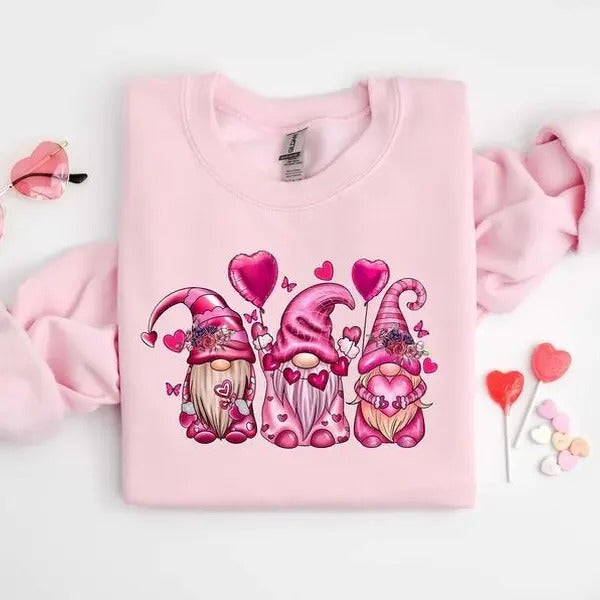 Gnomes Valentines Day Sweatshirt, Gnome Hearts Sweatshirt, Valentines Day Shirts for Women, Valentines Day Gift, Cute...