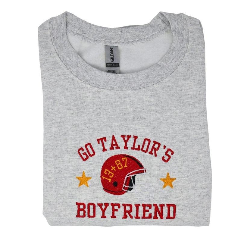 Go Taylor's Boyfriend Embroidered Sweatshirt Fit Womenswear T-Shirts, Hoodie | HypeCrazeTee.com