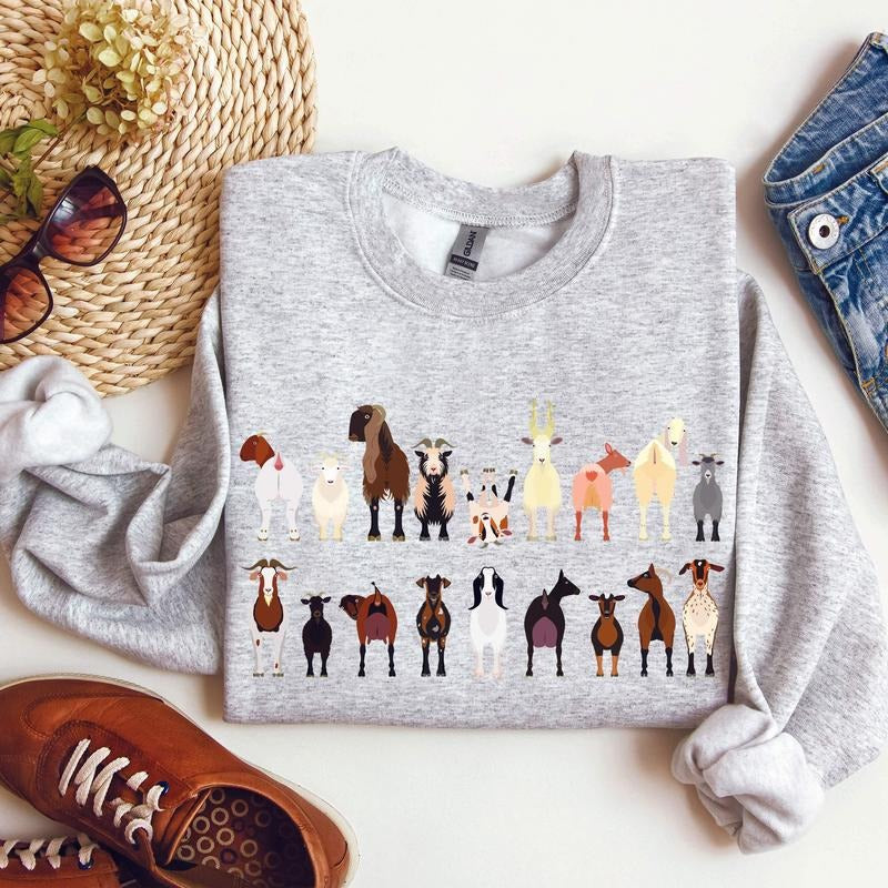 Goat Breeds Farm Animal Lover Sweatshirt T-Shirts, Hoodie | HypeCrazeTee.com