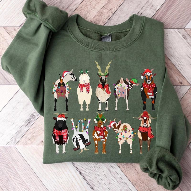 Goat Christmas Crewneck Sweatshirt, Hoodie, T-shirt | HypeCrazeTee.com