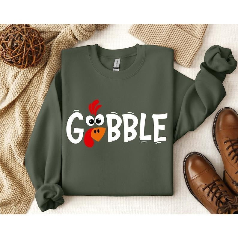 Gobble Sweatshirt, Gobble Turkey Sweatshirt, Thanksgiving Sweatshirt, Turkey Sweatshirt,Thanksgiving Hoodie,Trendy...