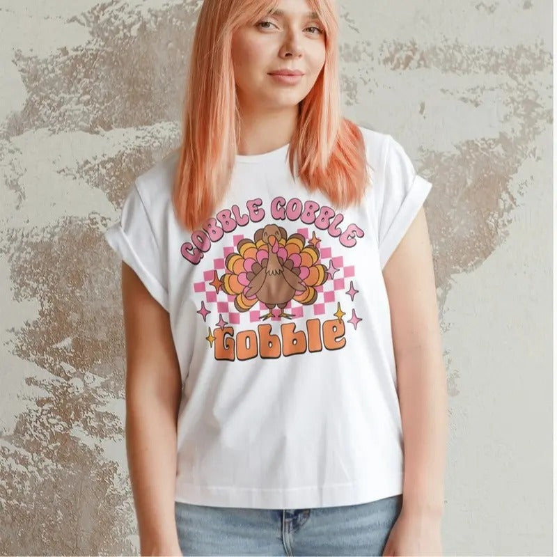 Gobble Thanksgiving Shirt, Cute Turkey Fall T-Shirt, Autumn Sweatshirt Unisex Hoodie | HypeCrazeTee.com