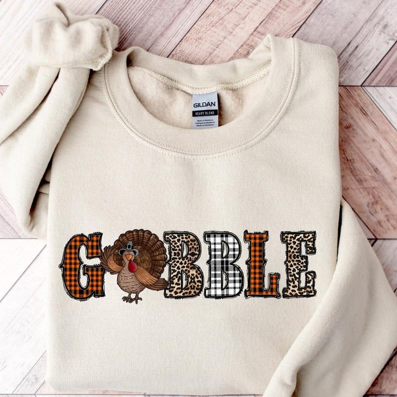Gobble Turkey Sweatshirt Thanksgiving Sweatshirt Trendy Shirt Unisex Hoodie | HypeCrazeTee.com