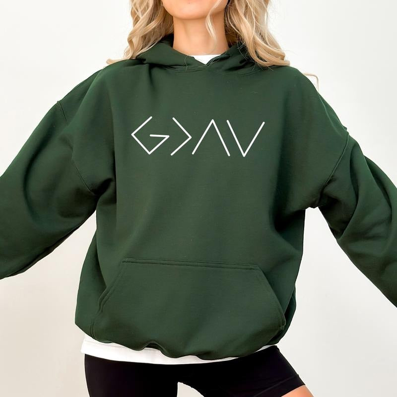 God Great than The Highs and Lows Hoodie, Vintage Bible Verse Hoodies, Religious Hooded Sweatshirt for Women, Jesus...