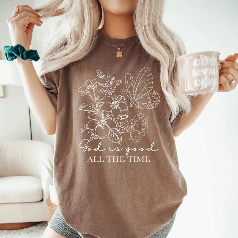 God Is Good Shirt, Boho Christian T Shirt For Women, Floral Bible Verse Tee, Faith Based Jesus Apparel, Girls Religious...