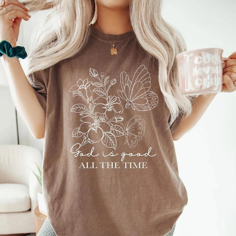 God Is Good Shirt, Boho Christian T Shirt For Women, Floral Bible Verse Tee, Faith Based Jesus Apparel, Girls Religious...