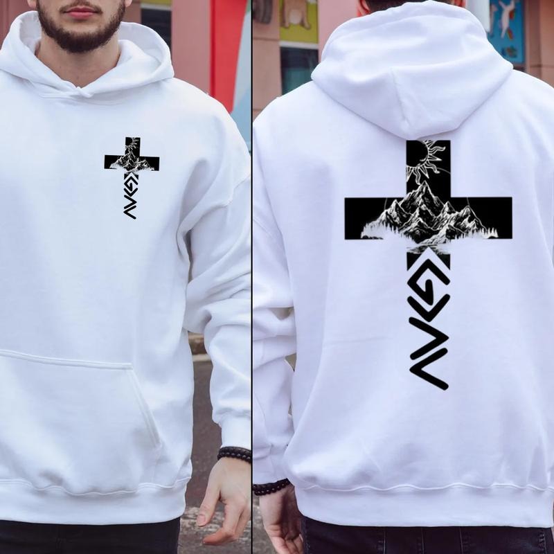 God Is Greater Than Highs and Lows Hoodie, Mountain Cross Christian Faith Tee, Religious Graphic T-Shirt, Inspirational...