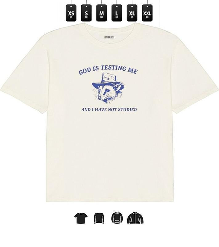 God Is Testing Me  - Unisex Heavy Taped neck T-Shirt, Gifts Hoodie, Sweatshirt | HypeCrazeTee.com