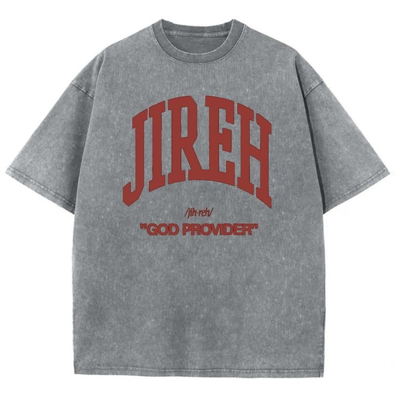 God Provider Unisex Washed T-Shirt, Christian t shirts, Vintage 90s Graphic Tee Gift Cotton Top Womenswear, Mineral color...