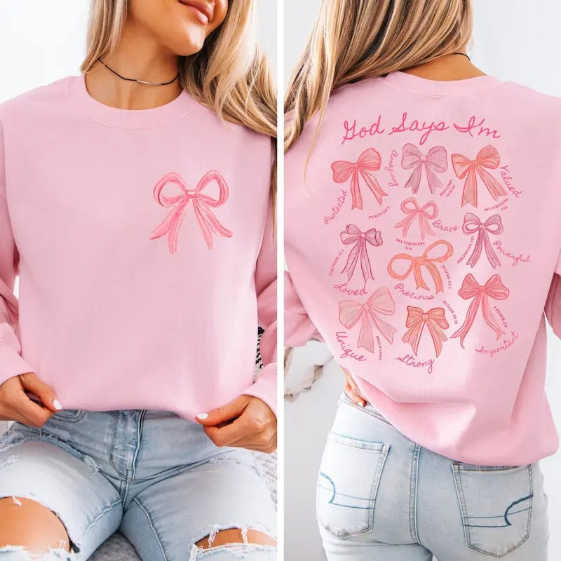 God Says I Am Coquette Bow Coquette Bow Fall Valentine Christian Bible T-Shirts, Hoodie, Sweatshirt