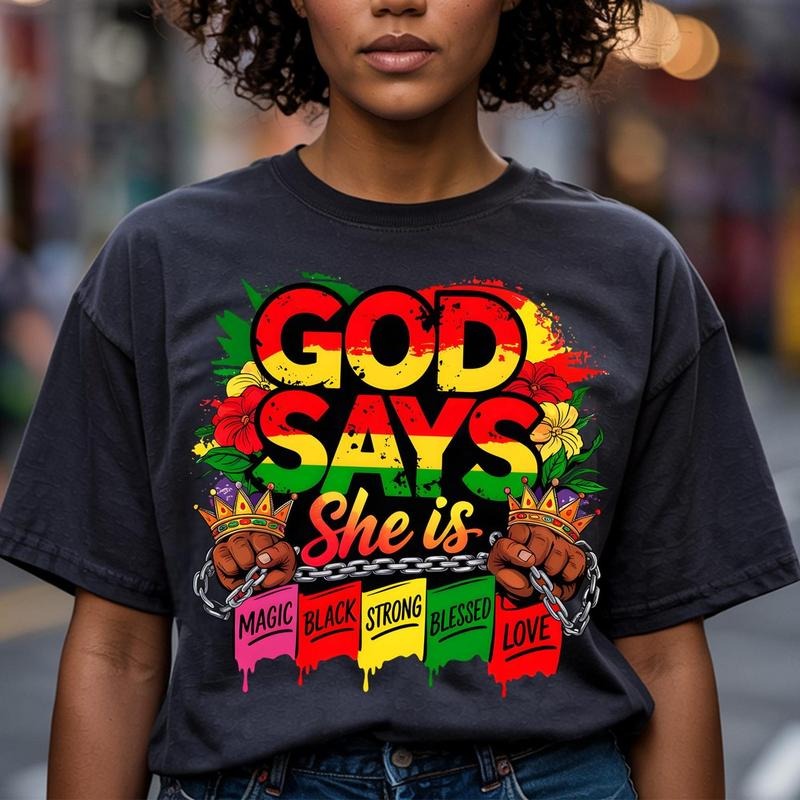 God Says She Is Juneteenth Vibes Shirt, Emancipation Day Tee, Juneteenth 1865 Afro Women Shirt, Black History Month Gift,...