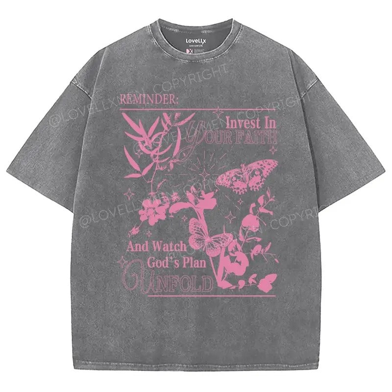 God's Plan Washed T-Shirt, Christian Jesus  t shirts, Vintage 90s Graphic Tee Gift Cotton Top Womenswear Bottom Hoodie,...