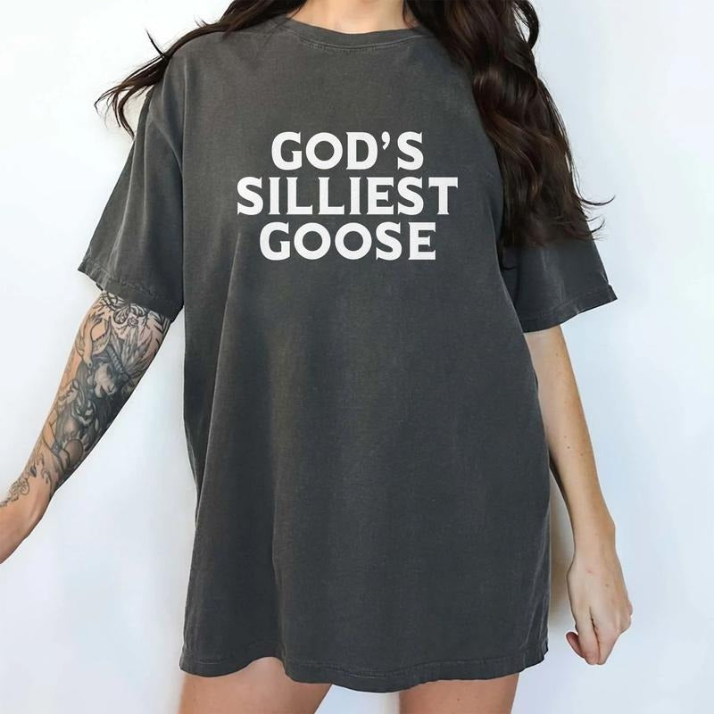 God's Silliest Goose Shirt, Silliest Goose Unisex Graphic Printed Tee, Meme Serious Goose Unhinged Shirt, Funny Goose...