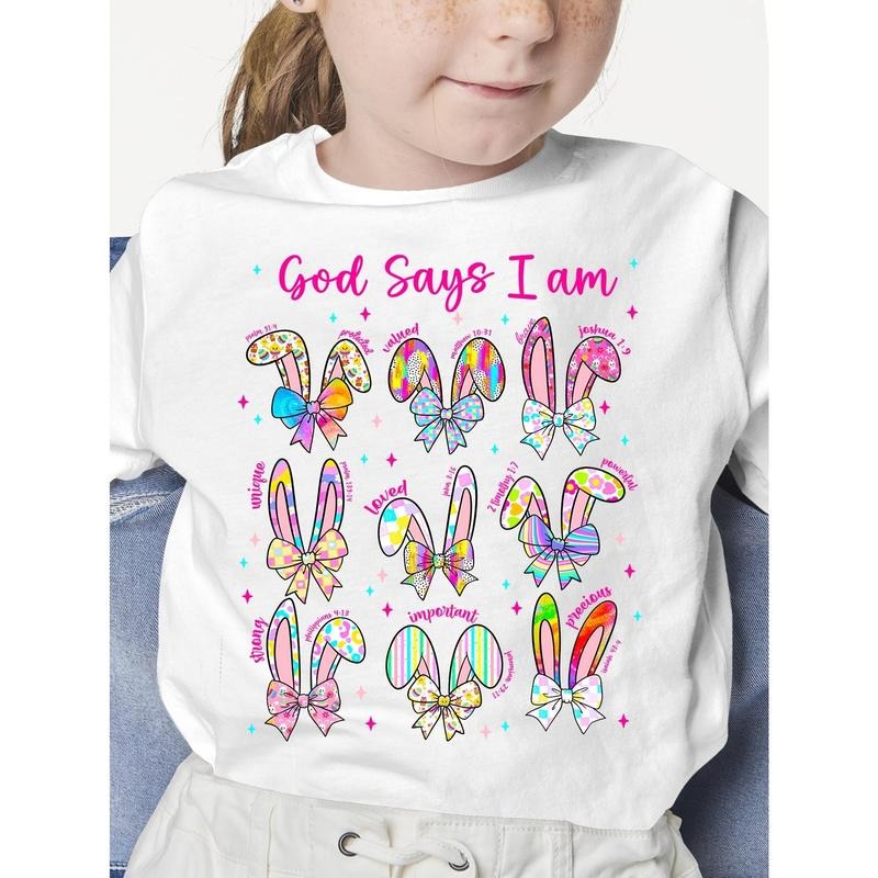 Gods say I am Fun Easter Bunny & Egg Cartoon T-Shirt for Kids Jesus Resurrection, Round Neck Tee for Boys & Girls 8 and...
