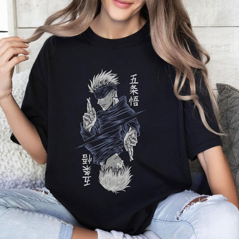 Gojo Satoru Badass JJK Character Tshirt Crewneck Hoodie Comfort Cotton Sweatshirt | HypeCrazeTee.com