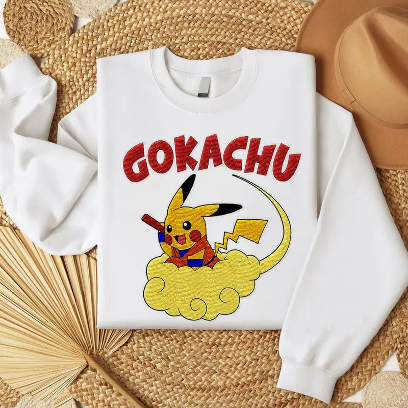 Gokachu Embroidered Shirt, Anime Embr Hoodie, Sweatshirt | HypeCrazeTee.com