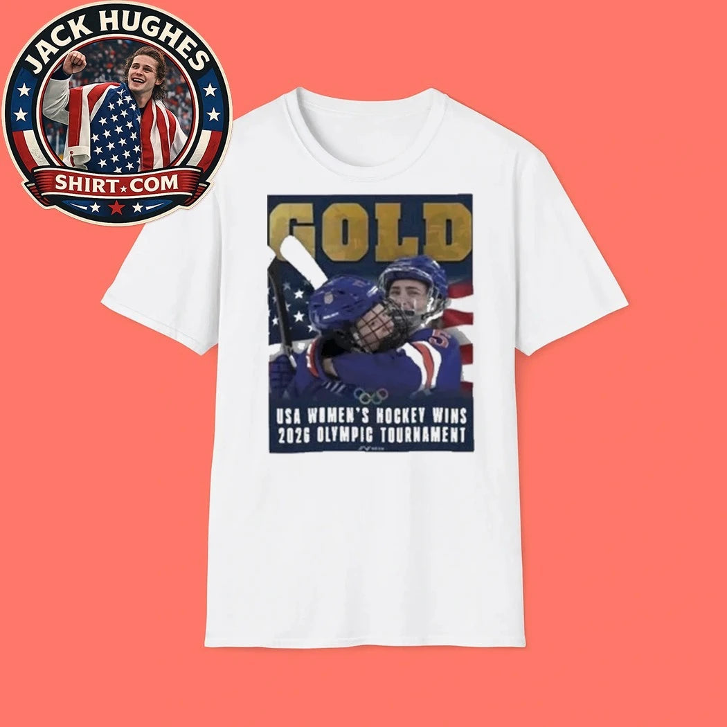 Gold USA Women’s Hockey Wins 2026 Olympic Champions Graphic T-Shirt