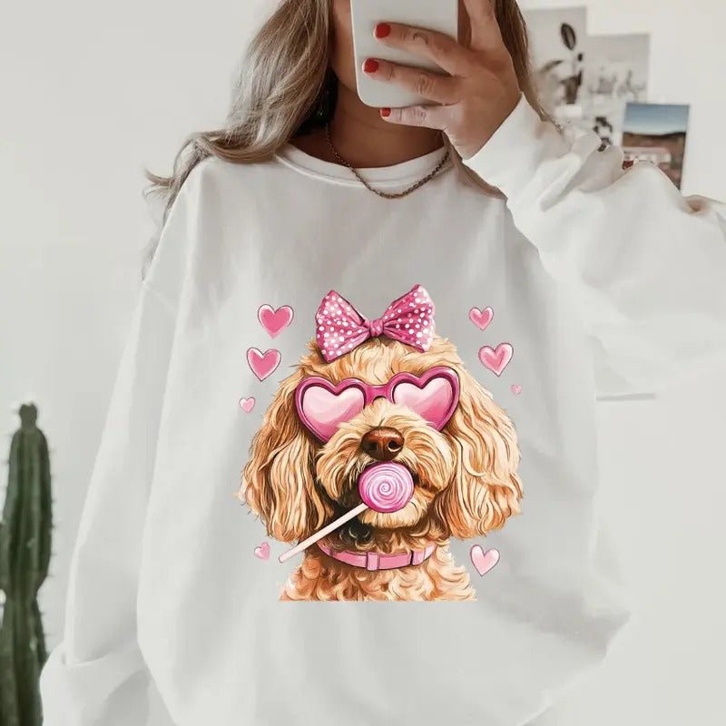 Golden Doodle Valentines day Sweatshirt ~ Sweatshirt Unisex Apparel Relaxed Fit Printed in the USA Clothing Womenswear...