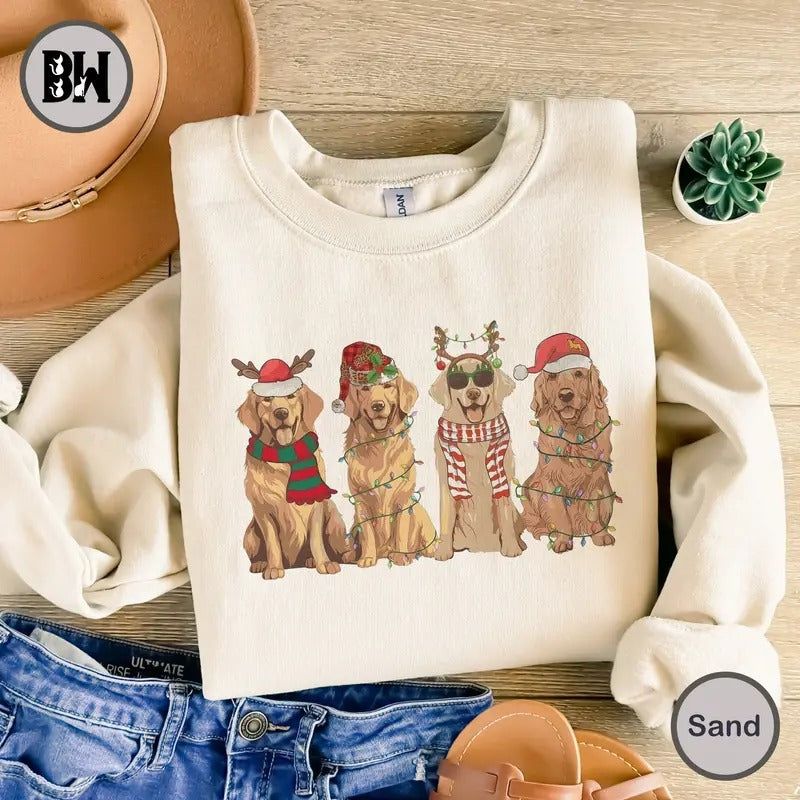 Golden Retriever Christmas Sweatshirt, Dog Christmas Shirt, Golden Mom Shirt, Gift for Dog Lover, Holiday Sweater, New...
