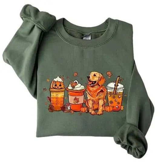 Golden Retriever Fall Sweatshirt, Golden Retriever Halloween Shirt, Golden Retriever Dog T-shirt, Halloween Golden...