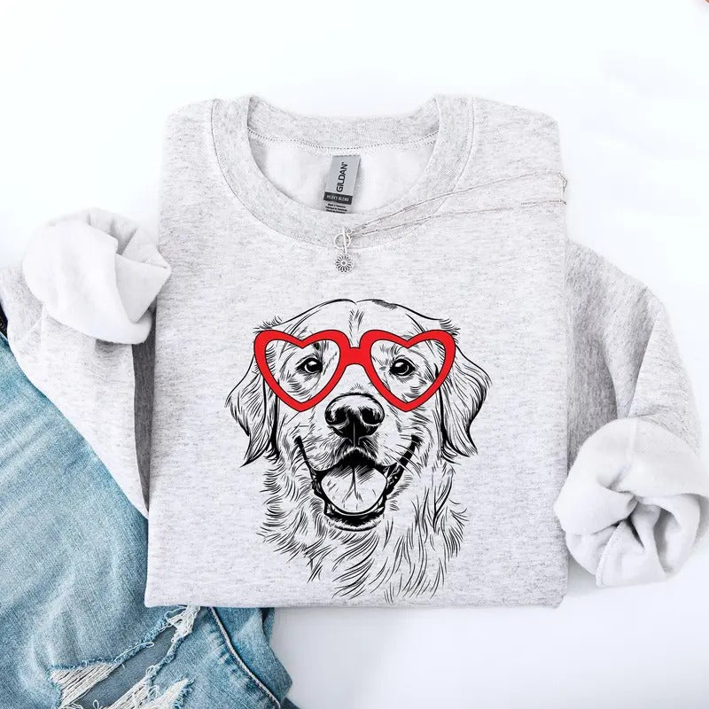 Golden Retriever, Pet, Dog Breed, Valentine's Sweatshirt, Crew Neck, Women's, Crewneck, Valentine's Day, Love, Heart,...