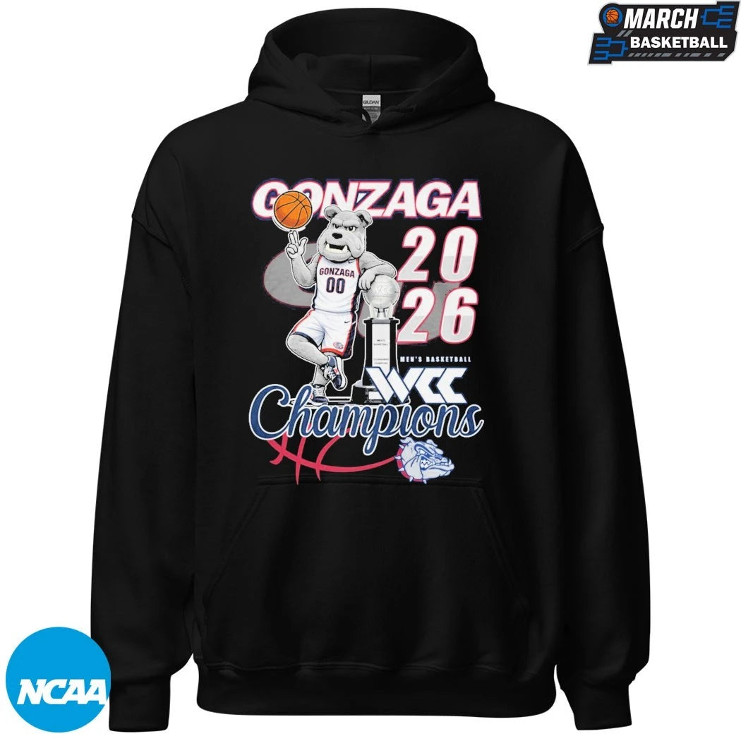 Gonzaga Bulldogs Men’s Basketball BCC Champions 2026 Mascot Trophy T-Shirts