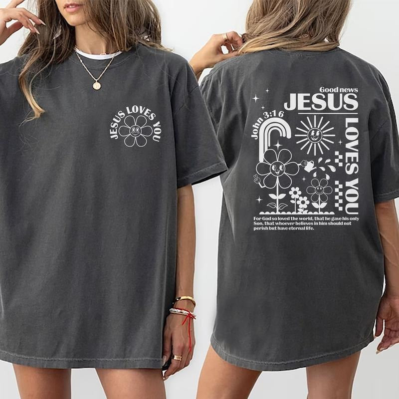 Good News Jesus Loves You Shirt, Christian Shirt For Women, Jesus Christ Gospel Shirts, Bible Verse Spiritual T-shirt...