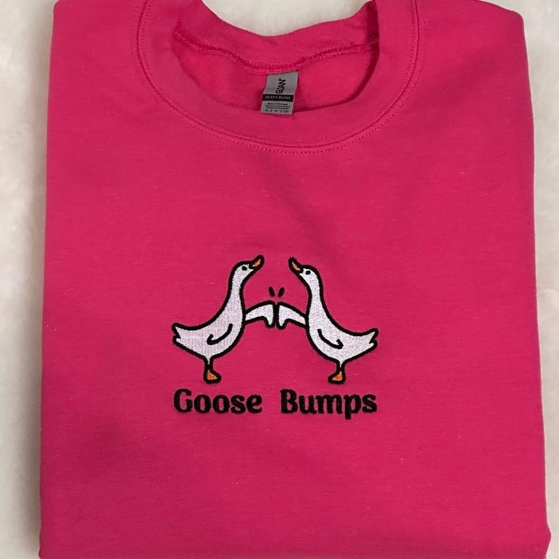 Goose Bumps Embroidered Crewneck Sweatshirt Comfort Colors or Gildan T-Shirts, Hoodie | HypeCrazeTee.com