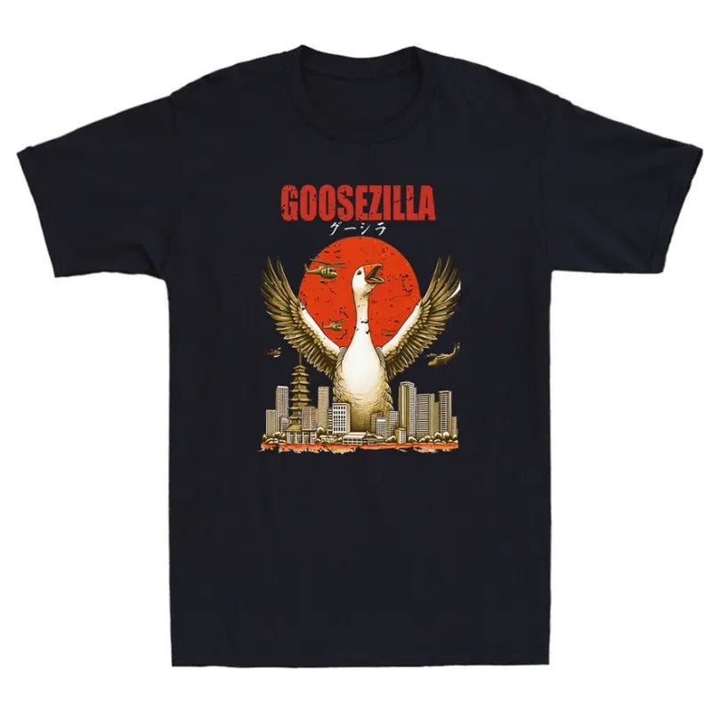 Goosezilla Japanese Art Funny Goose Duck Monster Parody Vintage Men's T-Shirt Hoodie, Sweatshirt | HypeCrazeTee.com