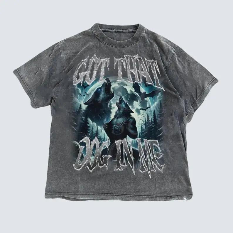 Got That Dog In Me Alpha Wolf Shirt, Vintage 90s Style Werewolf Shirt, Wolf Emo Meme Shirts, Mental Health Tee, Wolf...