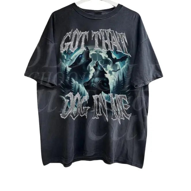 Got That Dog In Me Alpha Wolf Shirt, Vintage 90s Style Werewolf Shirt, Wolf Emo Meme Shirts, Wolf Sigma, Goth Rock Tee,...