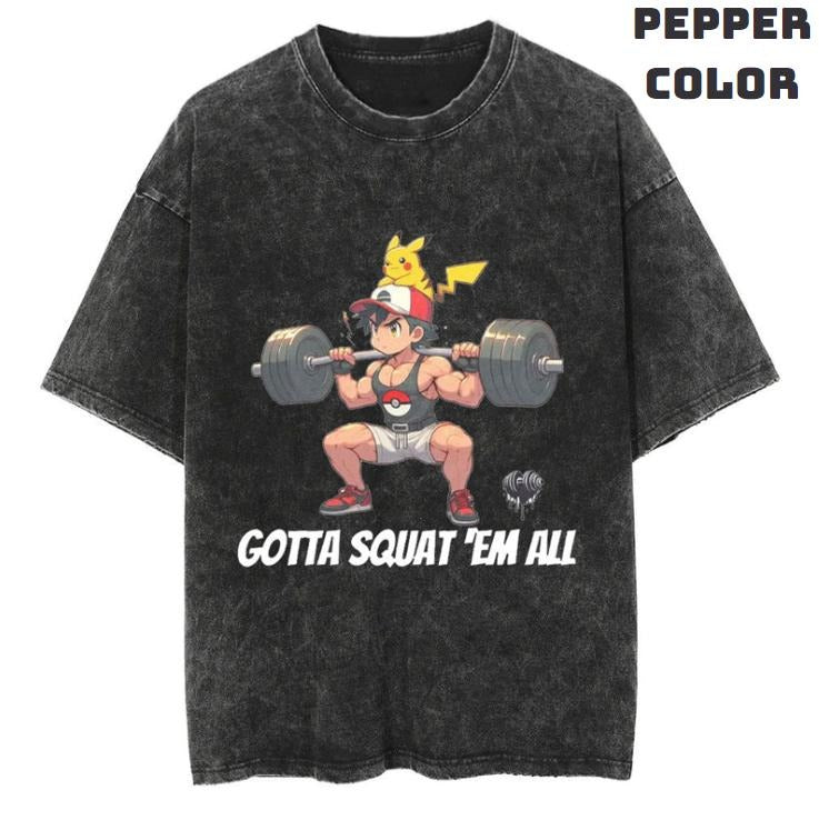 Gotta Squat 'Ém All Vintage Graphic Tees, Gym T-Shirt, Pokemon Shirts, Vacation Outfits, Unisex Anime Manga Shirt Top...