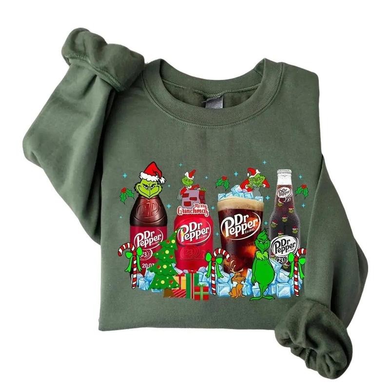 Gr1nchmas Christmas Love Dr. Pepper Soda Cans Sweater, Dr Pep Xmas Gr1nchmas Xmas Gift for Coke Lovers, Gr1nchmas Dr...