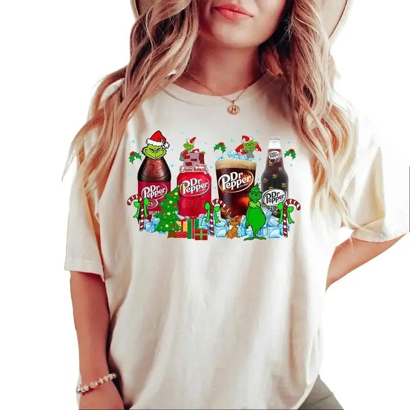 Gr1nchmas Christmas Love Dr. Pepper Soda Cans Tee, Dr Pep Xmas Gr1nchmas Xmas Tshirt, Christmas Gift for Coke Lovers,...