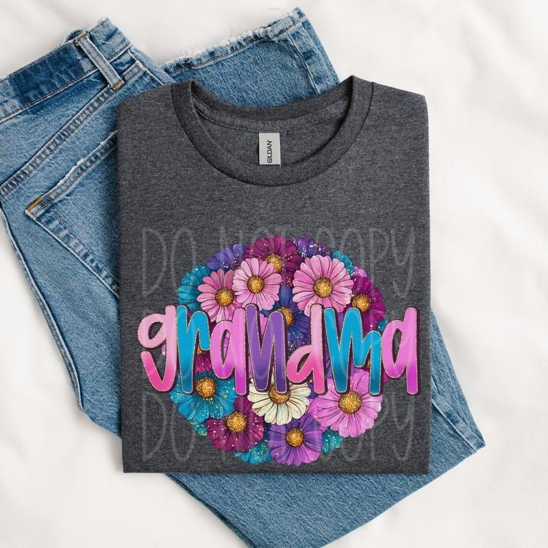 Grandma Glitter Floral DTF Transfers - THIS IS NOT A SHIRT Hoodie, Sweatshirt | HypeCrazeTee.com