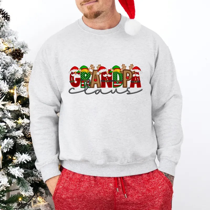 Grandpa Claus Faux Embroidery Unisex Sweatshirt T-Shirts, Hoodie | HypeCrazeTee.com