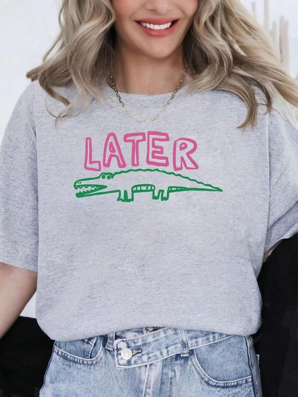 Graphic Print Loose-Fitting T-Shirt for Street Style, Y2K Minimalist Casual Top, Comfortable Vintage Wear for All Seasons...
