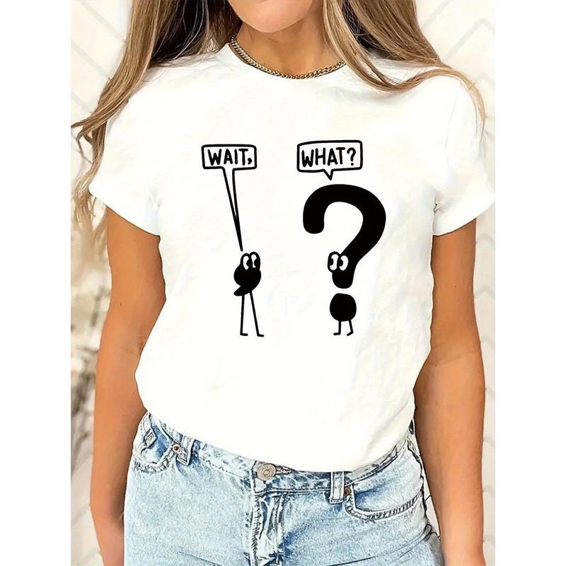 Graphic Print Solid T-Shirt, Crew Neck Short Sleeve Casual Top For Summer & Spring, Women's Clothing Hoodie, Sweatshirt