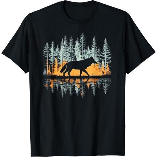 Graphic Tee Wolf Forest Nature Wildlife Outdoor T-Shirt Pure Comfort in Style Men's Classic Print Short Sleeve Round Neck...