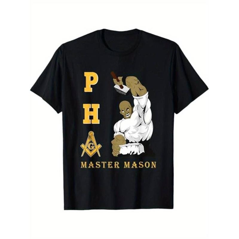 [Graphic Tees] Cotton  [Holiday Cheer, Masonic T-Shirt] Christmas Masonic PHA Master Masons T-Shirt - 100% Cotton Black,...