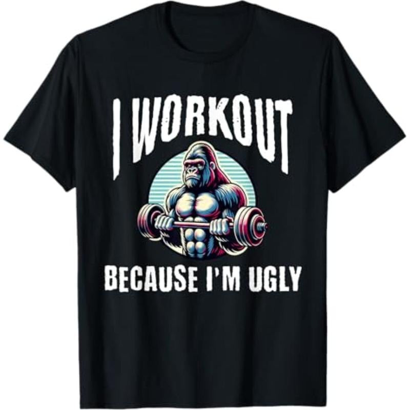 [Graphic Tees] Cotton  I Workout Because I'm Ugly Motivational T-Shirt Hoodie, Sweatshirt | HypeCrazeTee.com