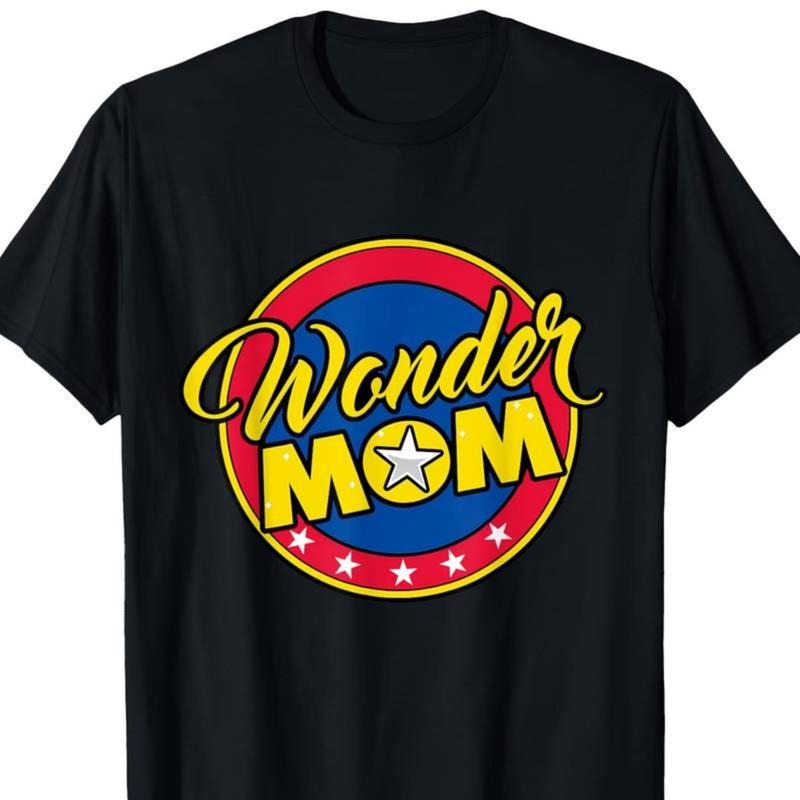 [Graphic Tees] Cotton  Magic Mom Superhero Pattern T-shirt, 100% cotton, regular style, short sleeve, knitted fabric,...
