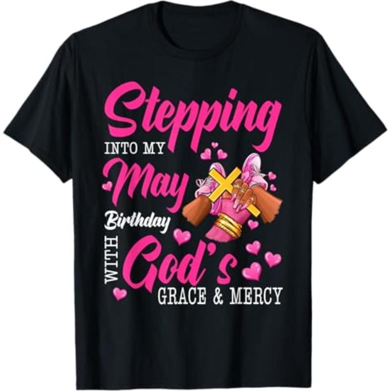 [Graphic Tees] Cotton  Stepping Into May Girls Birthday Black Women Shoes T-Shirt Hoodie, Sweatshirt | HypeCrazeTee.com