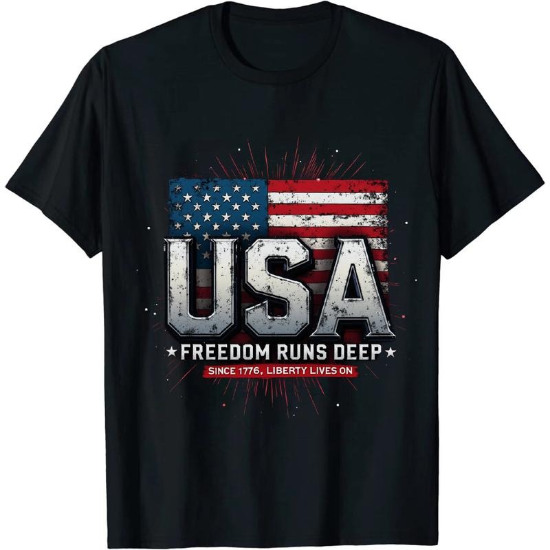 [Graphic Tees] Cotton Shiny Independence Day USA T - Shirt Expressing Freedom Symbolism Hoodie, Sweatshirt | HypeCrazeTee.com