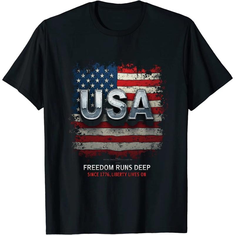 [Graphic Tees] Cotton Upscale Independence Day USA T - Shirt Showcasing Freedom Ideals Hoodie, Sweatshirt | HypeCrazeTee.com