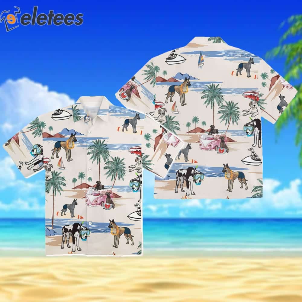 Great Dane Dog Summer Beach Hawaiian Shirt