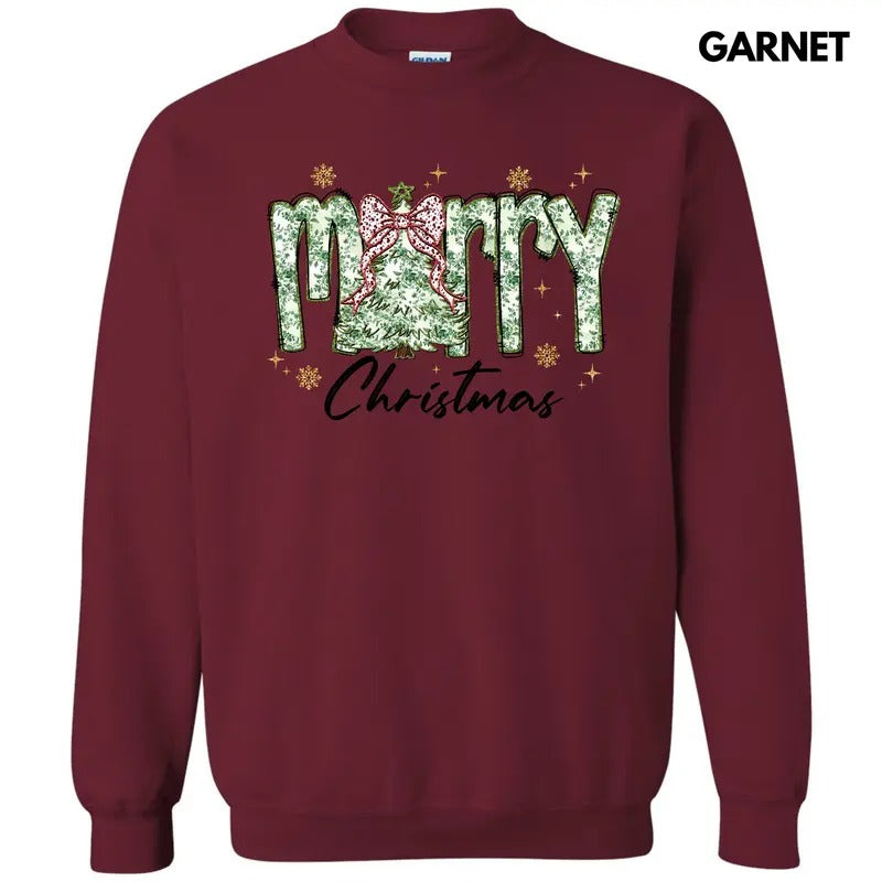 Green Floral Merry Christmas Sweatshirt 'NLB' T-Shirts, Hoodie | HypeCrazeTee.com