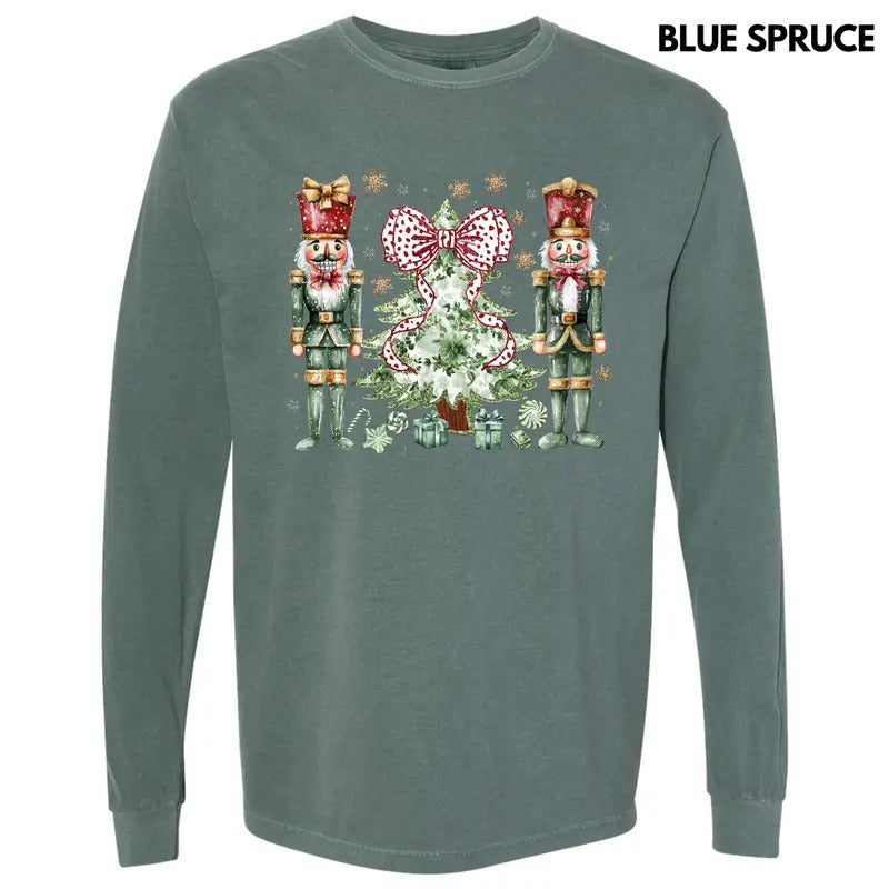 Green Nutcracker Holiday Long Sleeve Comfort Colors T-Shirt 'NLB' Hoodie, Sweatshirt | HypeCrazeTee.com