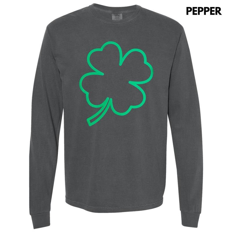 Green Puff Shamrock Long Sleeve Comfort Colors T-Shirt Hoodie, Sweatshirt | HypeCrazeTee.com
