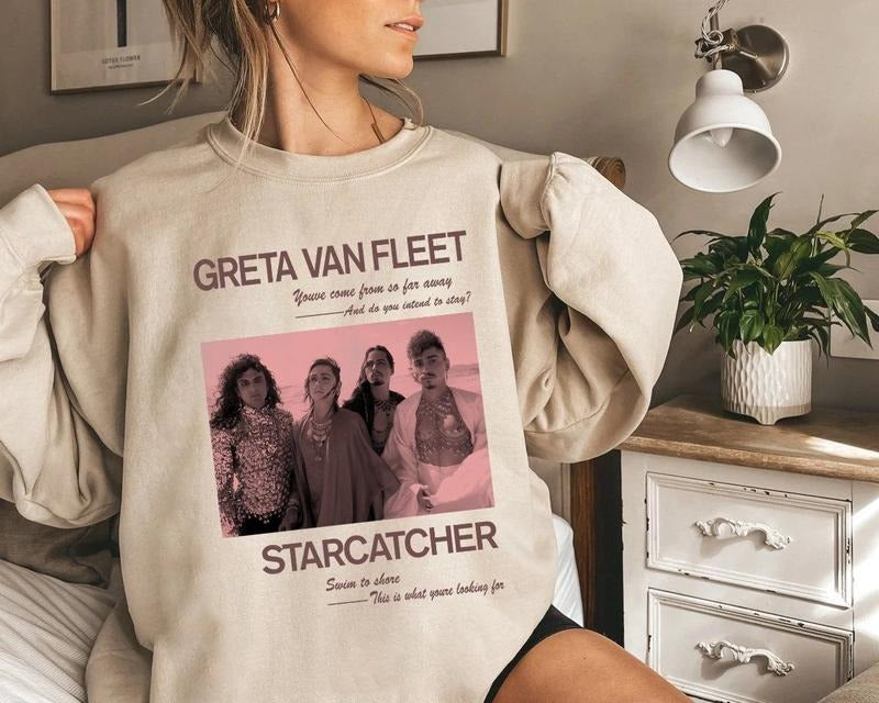 Greta Van Fleet Retro Sweatshirt, Dream in Gold Tour Fan Design T-Shirts, Hoodie | HypeCrazeTee.com